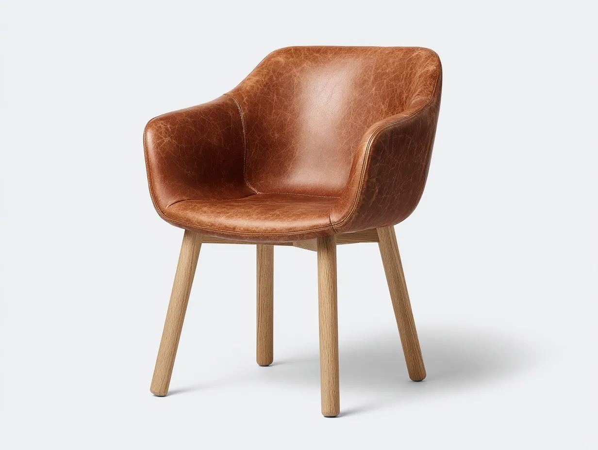 Chaise de salle à manger - similicuir-bois - 57x53x82 cm - marron - design contemporain-Nookuppad