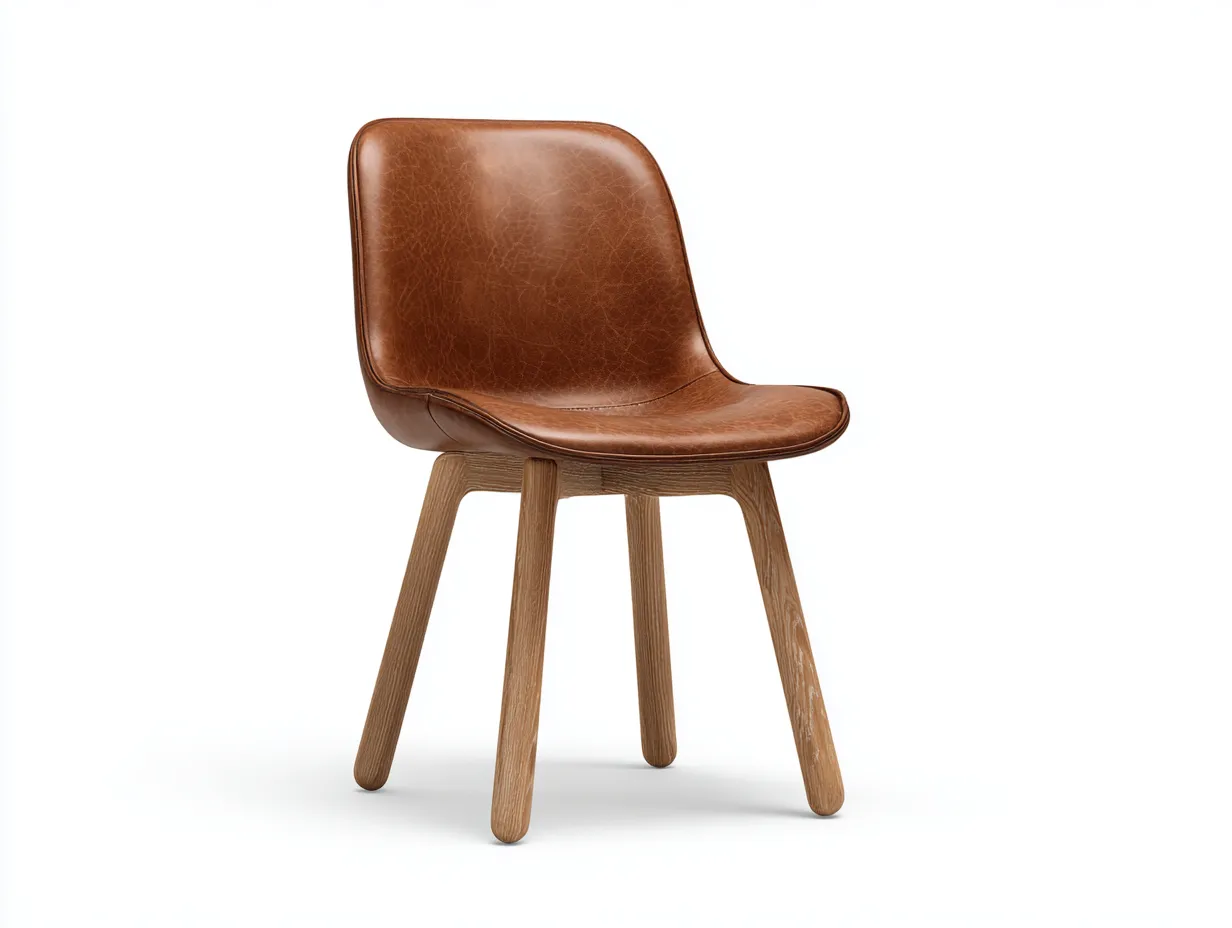 Chaise de salle à manger - similicuir-bois - 55x49x83 cm - marron - design scandinave-Nookuppad