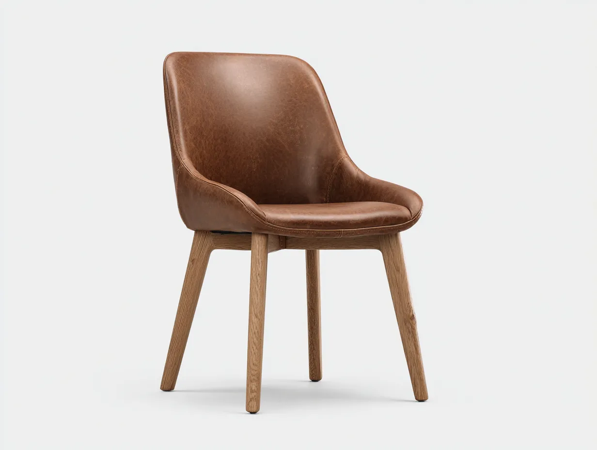 Chaise de salle à manger - similicuir-bois - 57x50x84 cm - marron - design contemporain-Nookuppad