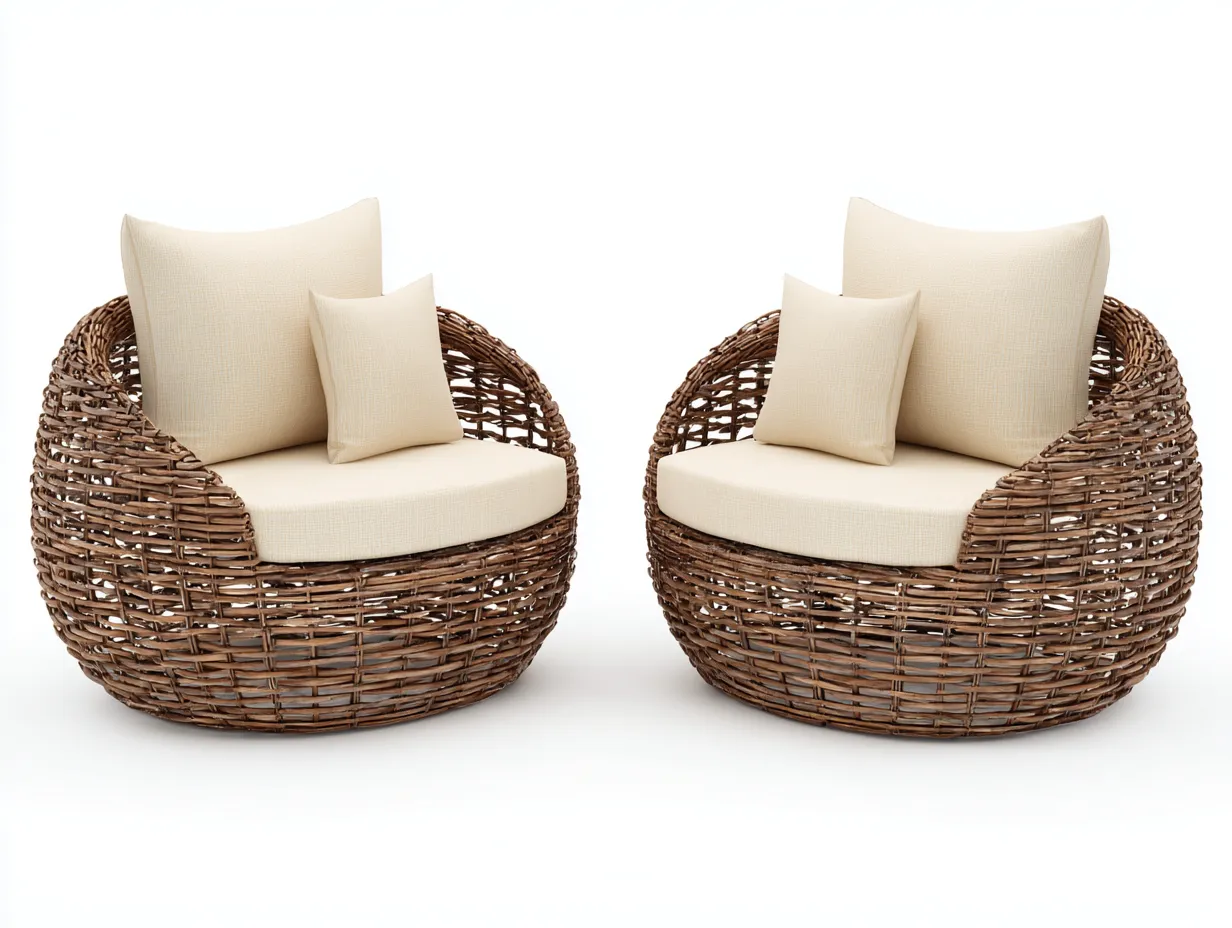 Canapé de jardin - résine tressée-tissu - 76x74x78 cm - naturel-beige - style naturel-Nookuppad