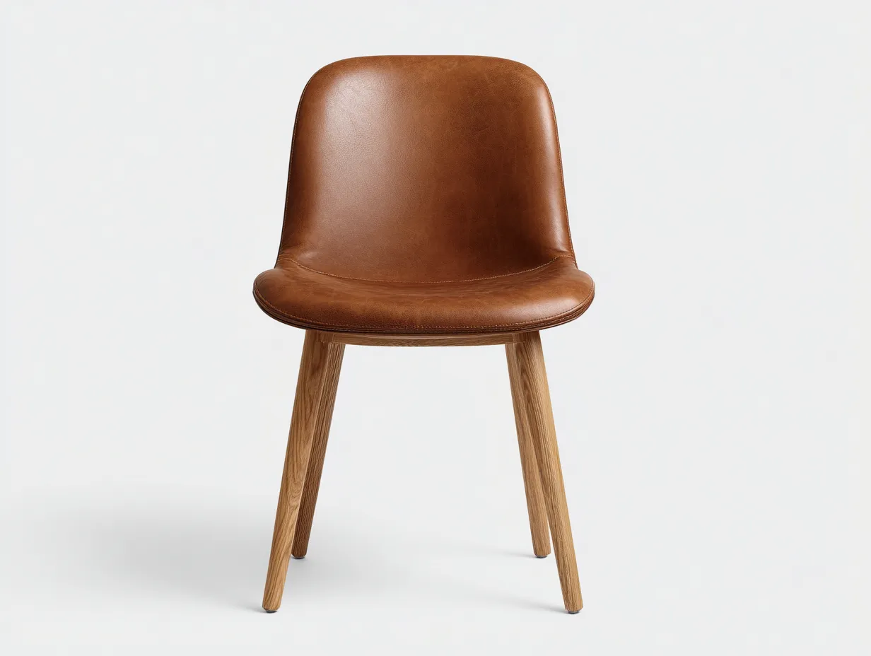 Chaise de salle à manger - similicuir-bois - 54x50x84 cm - marron - design moderne-Nookuppad