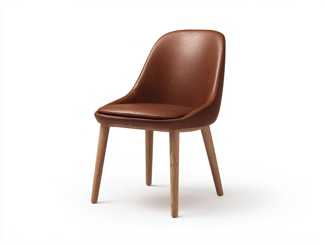 Chaise de salle à manger - similicuir-bois - 56x51x86 cm - marron - design contemporain-Nookuppad