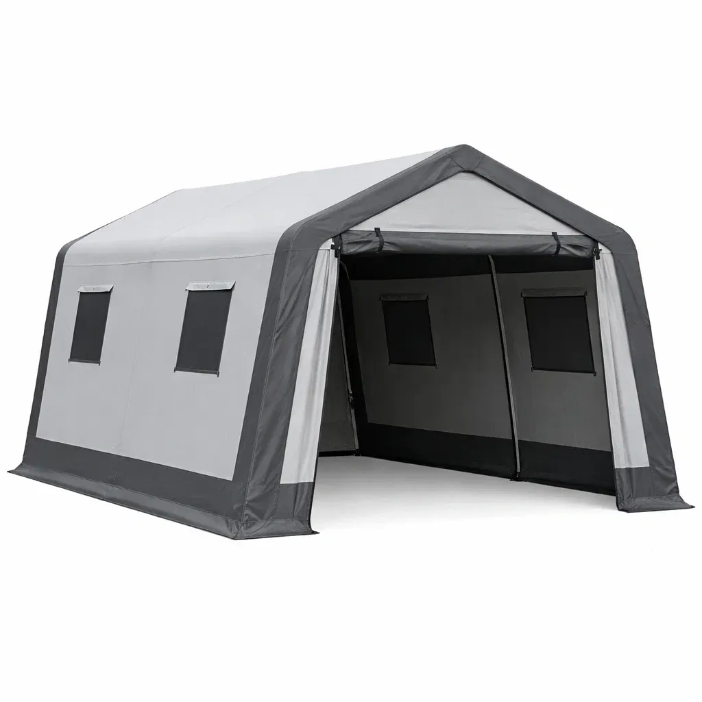 Abri voiture en PVC imperméable gris-myhomeyard