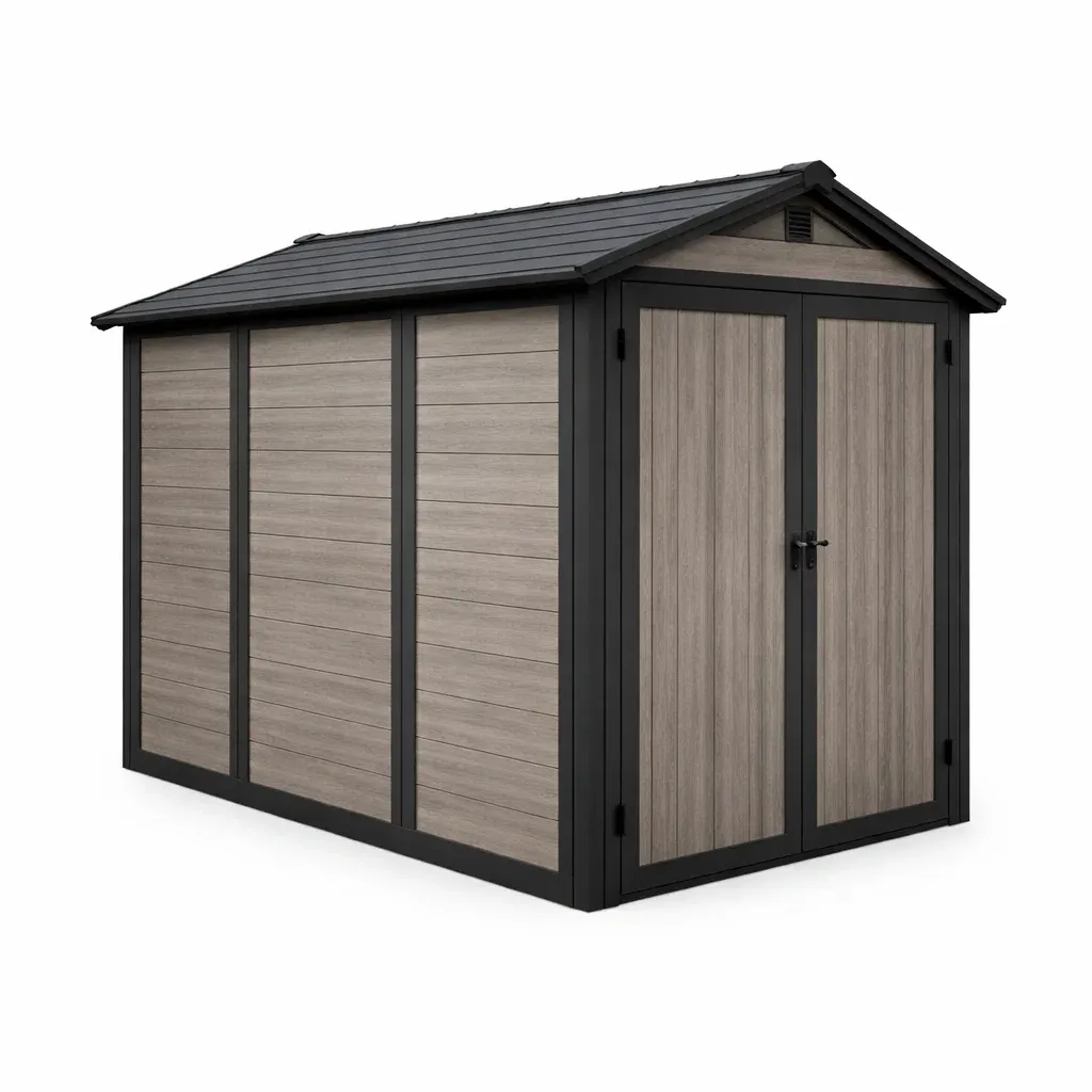 Abri de jardin en résine composite gris 185 x 152 x 226 cm-myhomeyard