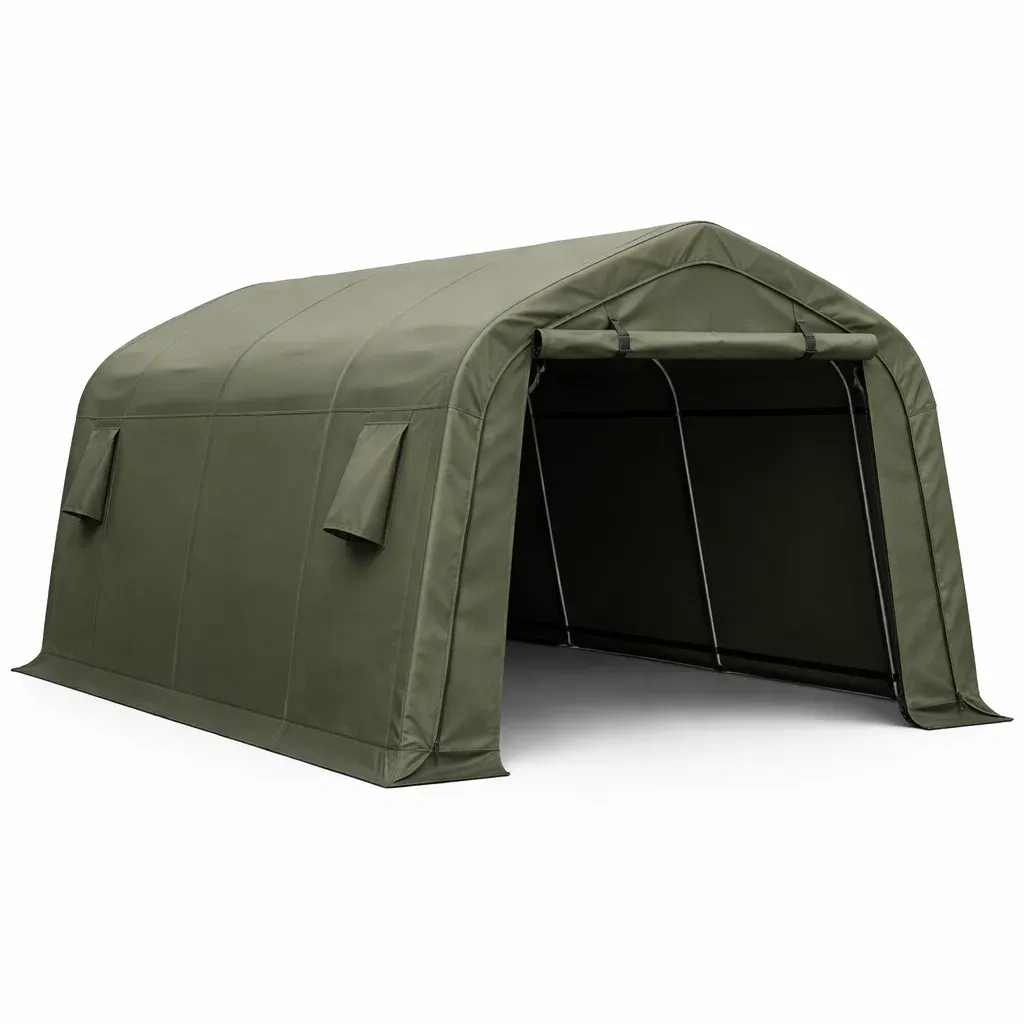 Abri voiture de stockage en acier et polyéthylène vert 500 x 300 x 240 cm-myhomeyard