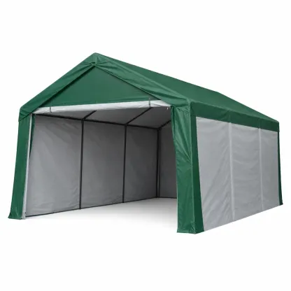 Abri voiture en acier et PVC vert-myhomeyard