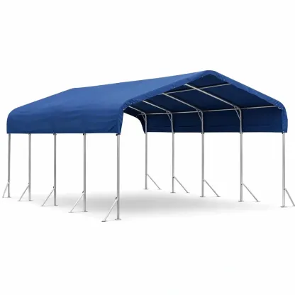 Abri voiture en acier et polyéthylène bleu 600 x 300 x 280 cm-myhomeyard