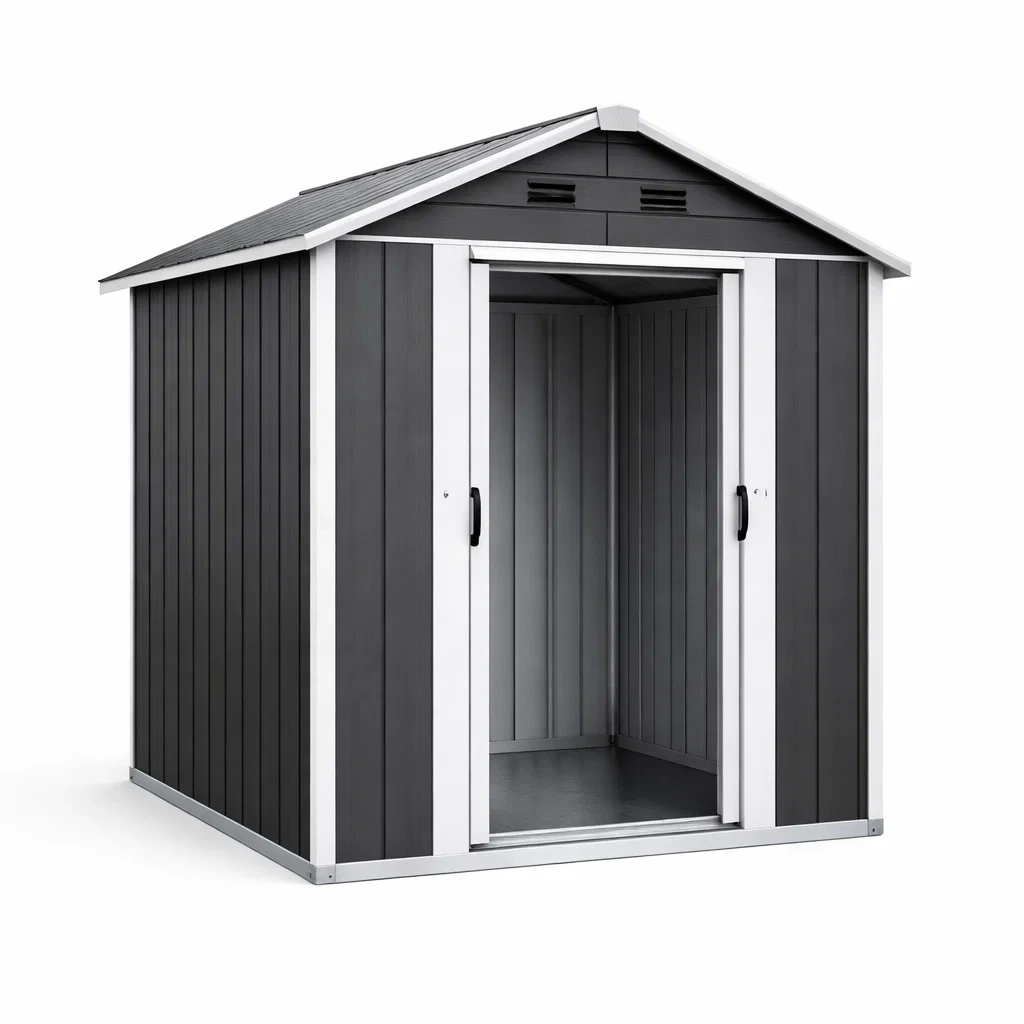 Abri de jardin en métal gris-myhomeyard