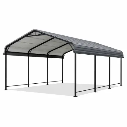 Abri voiture en métal et polycarbonate gris 600 x 360 x 297 cm-myhomeyard