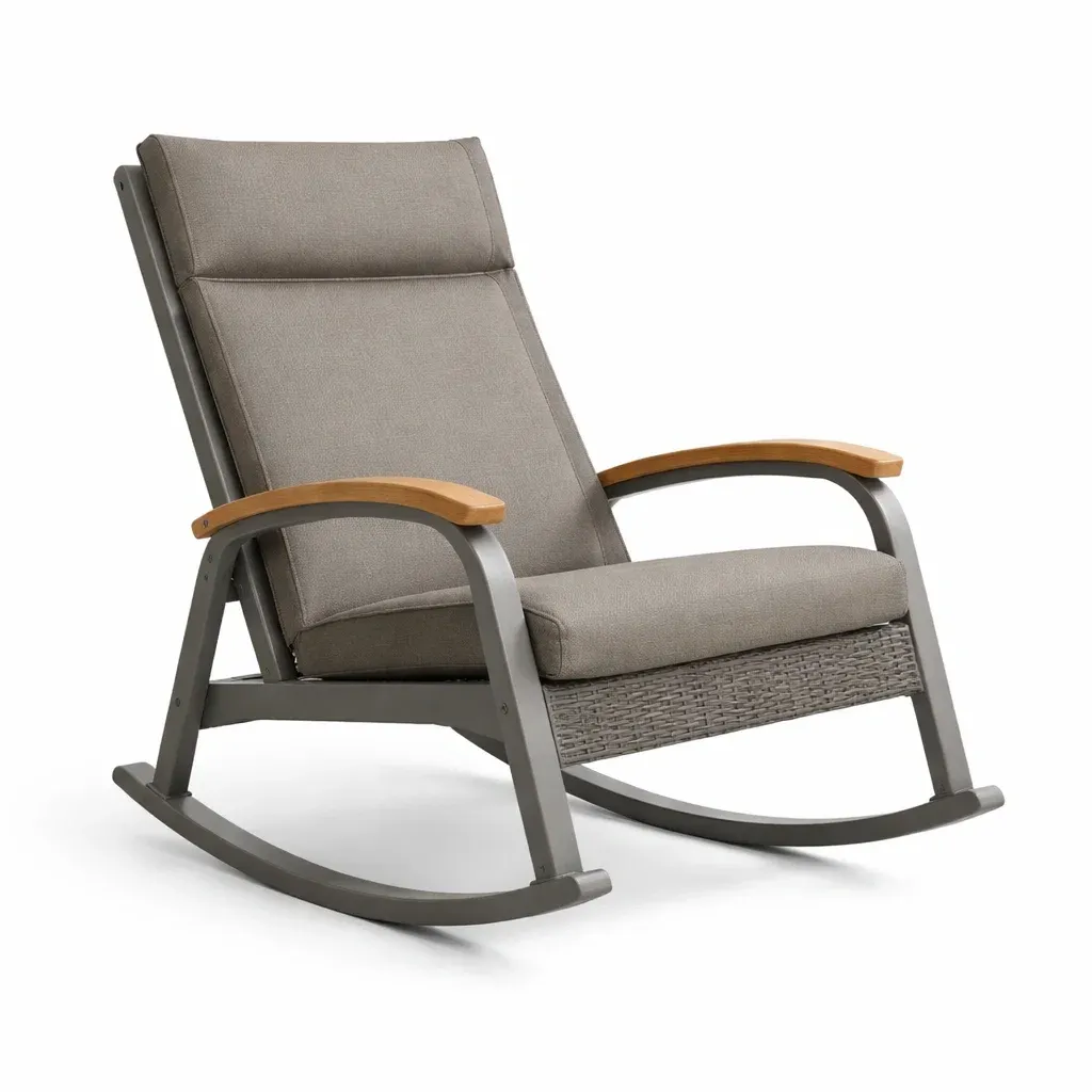 Chaise à bascule en aluminium et tissu gris-myhomeyard