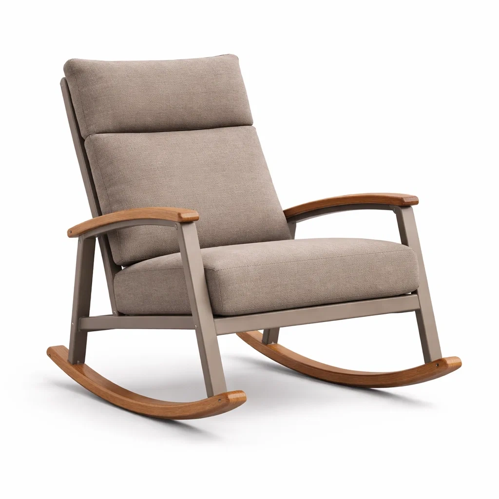 Chaise à bascule tissu polyester métal bois 70x90x100 cm-myhomeyard