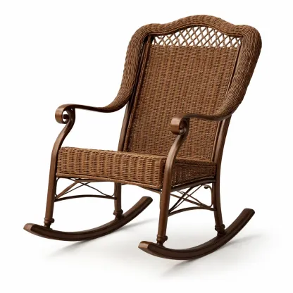 Chaise à bascule en osier et métal marron-myhomeyard