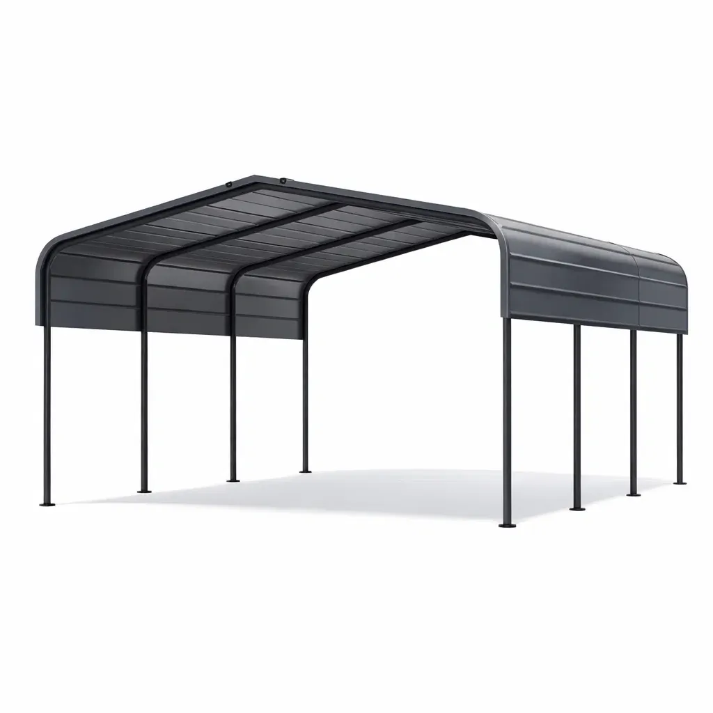 Abri voiture en métal gris 600 x 300 x 280 cm-myhomeyard