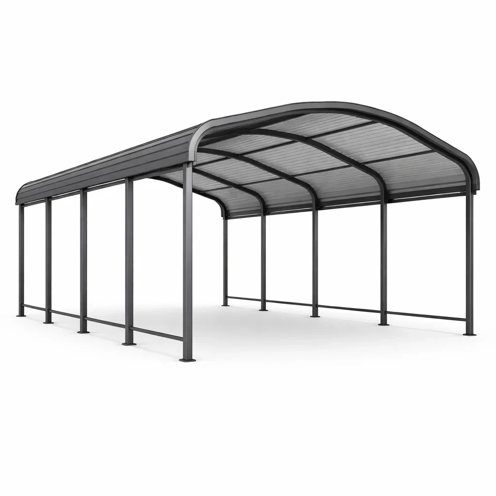 Abri voiture en aluminium et polycarbonate gris 600 x 300 x 280 cm-myhomeyard