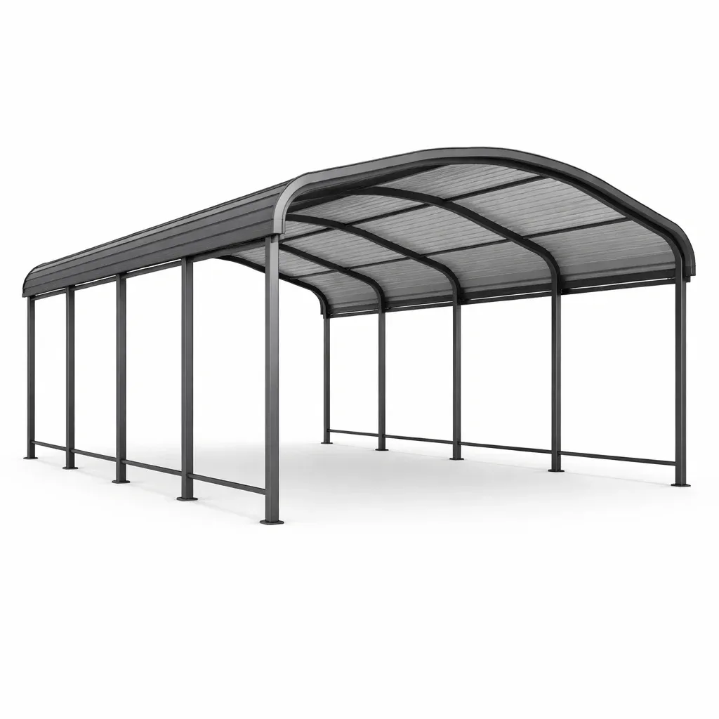 Abri voiture en aluminium et polycarbonate gris 600 x 300 x 280 cm-myhomeyard