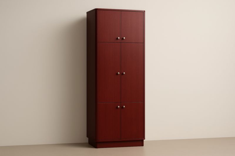 Armadio in legno artificiale color mogano, altezza 200 cm, larghezza 60 cm, profondità 40 cm