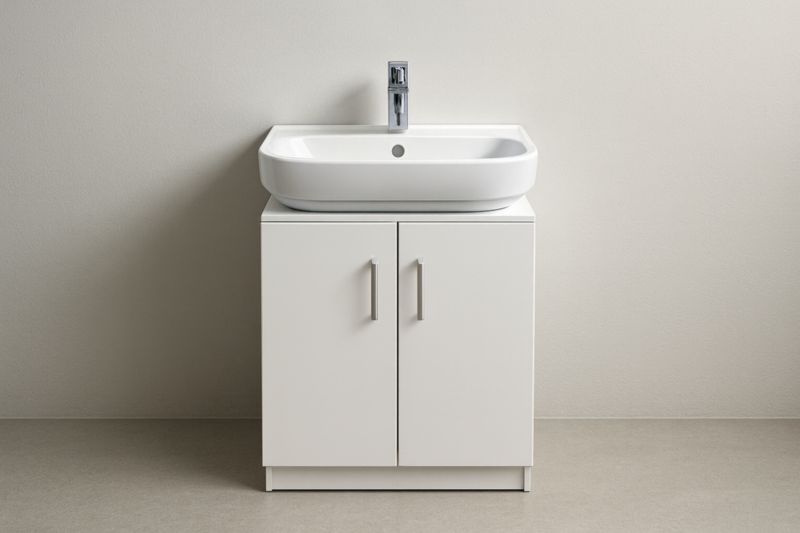 Mobile Bagno Singolo con Lavabo in Ceramica Bianca