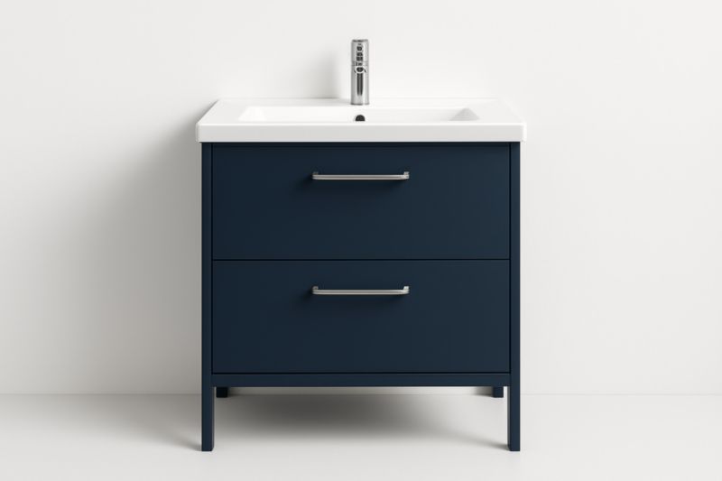 Mobile Bagno Singolo con Lavabo in Ceramica Blu