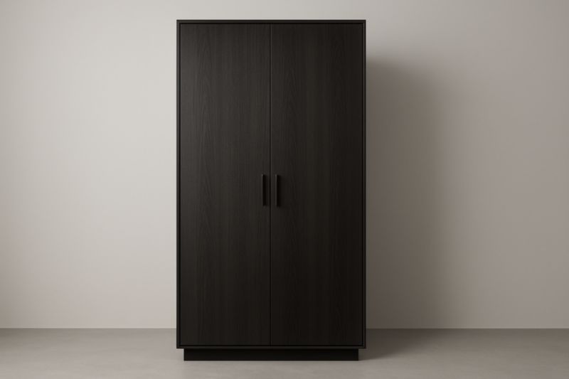 Armadio a Due Ante in Legno MDF Nero 180x80x50 cm(H×L×P)