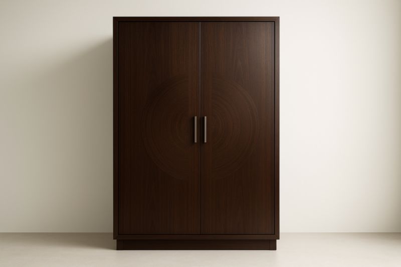 Armadio a Due Ante in Legno Massello Marrone Scuro