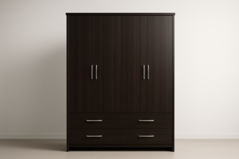 Armadio guardaroba in legno MDF con ante e cassetti