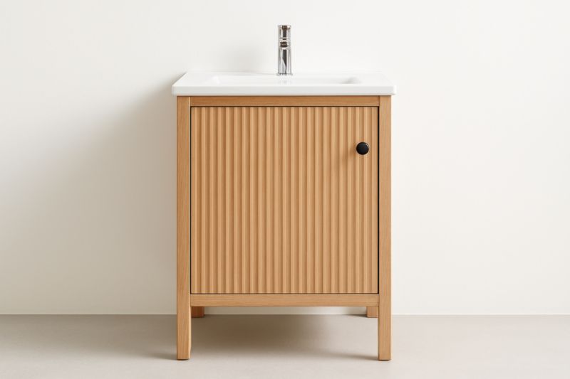 Mobiletto Lavabo Bagno in MDF con Lavabo in Ceramica Bianco 60x50x85 cm