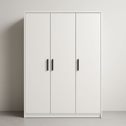 Armadio in MDF bianco a tre ante, 200 × 150 × 60 cm