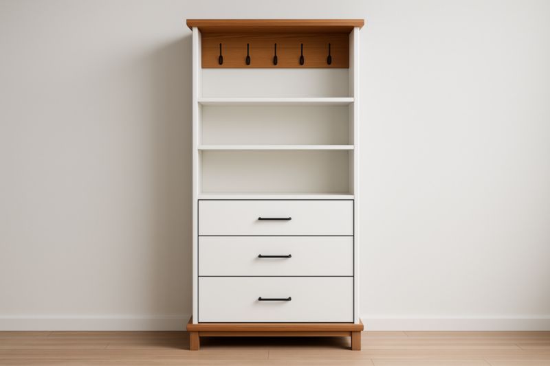 Appendiabiti in MDF Bianco e Marrone con Ganci