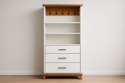 Appendiabiti in MDF Bianco e Marrone con Ganci