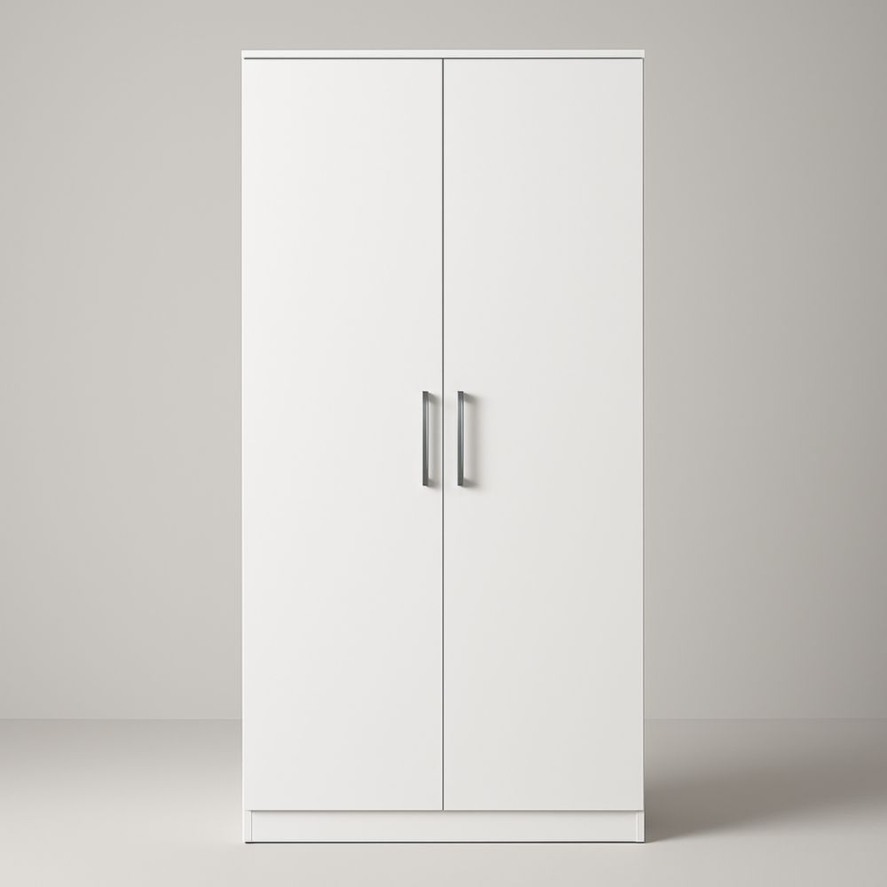 Armadio Due Ante in MDF Bianco 180x80x50 cm