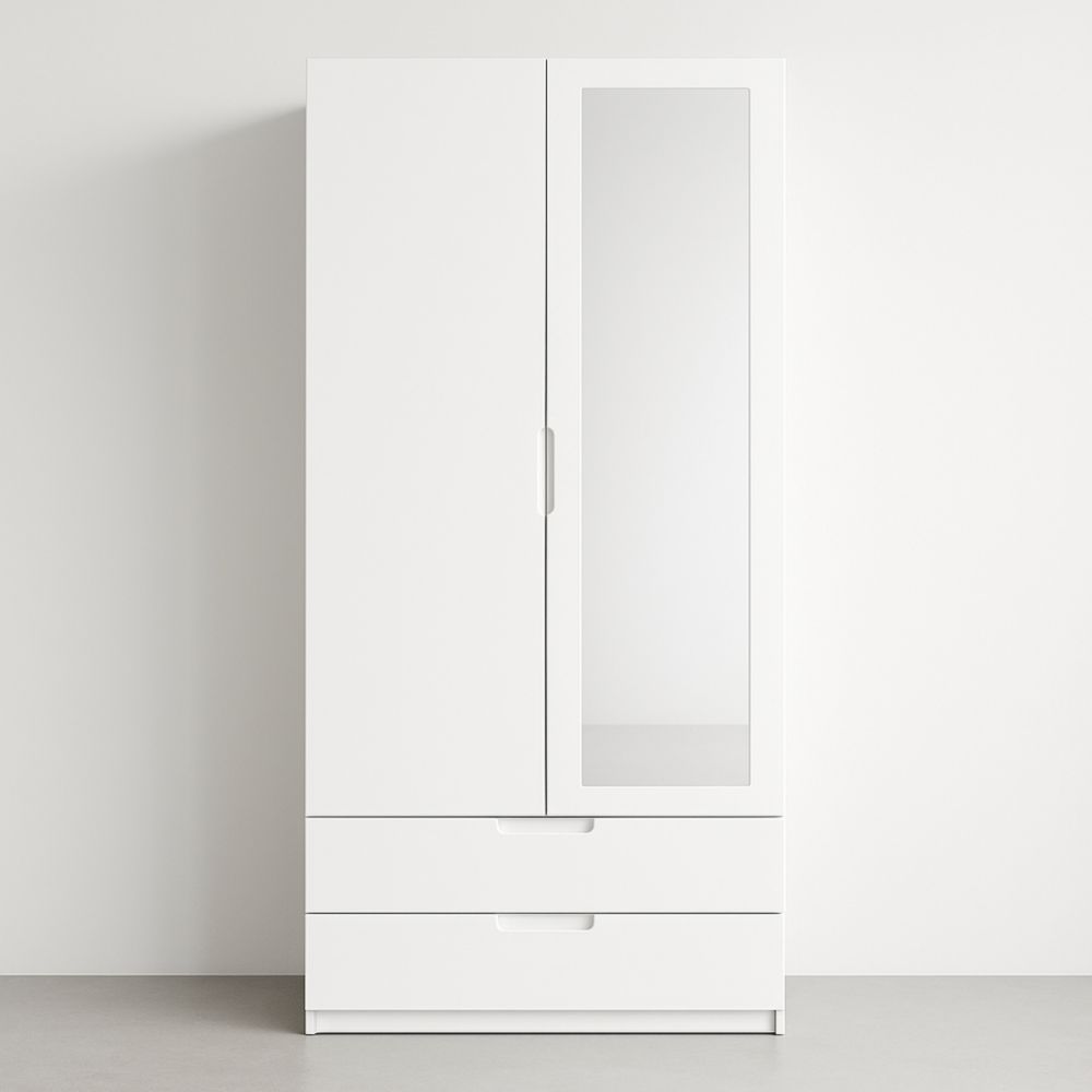 Armadio Bianco in MDF con Specchio