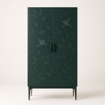 Armadio a due ante MDF verde scuro con motivo naturale 180x90x50 cm