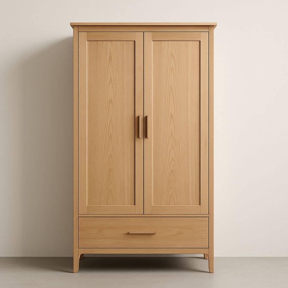 Armadio in Legno di Rovere a 2 Ante e 1 Cassetto