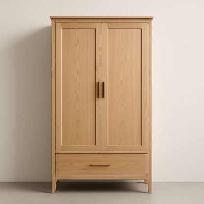 Armadio in Legno di Rovere a 2 Ante e 1 Cassetto