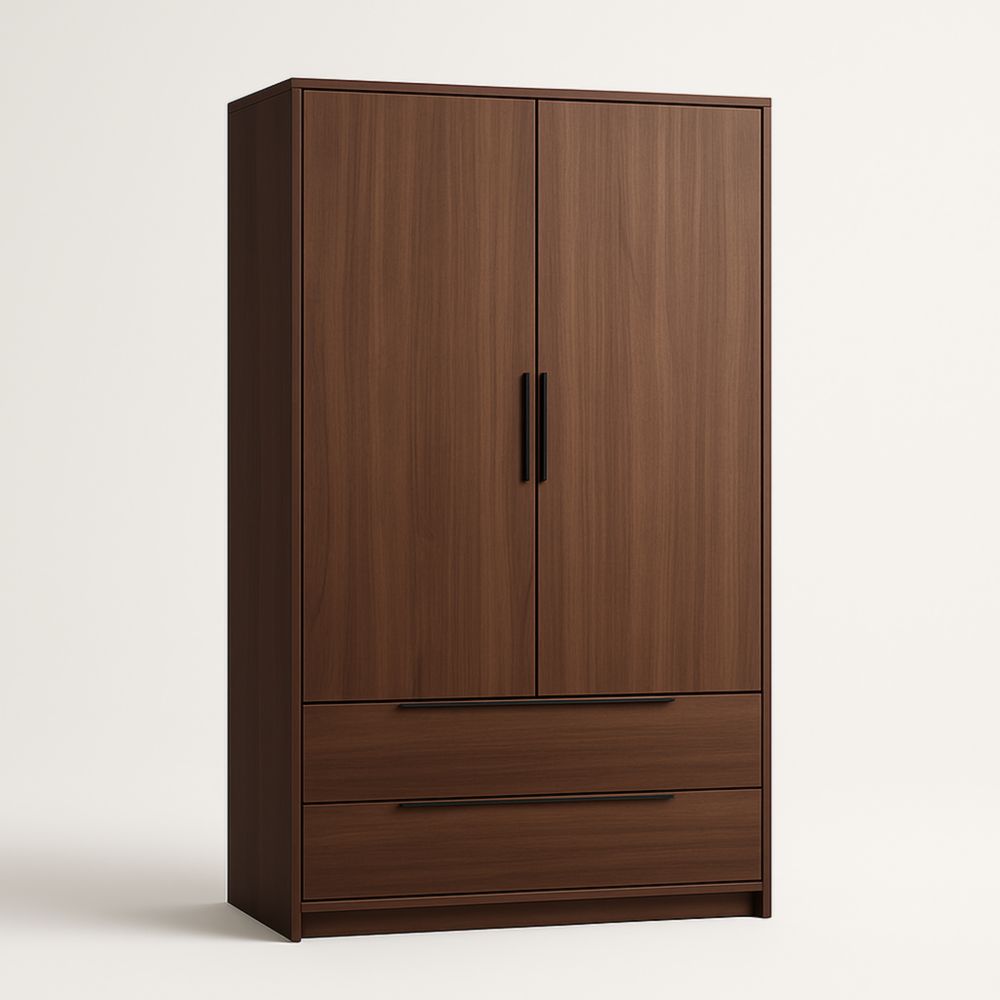 Armadio a due ante in legno con due cassetti 180x90x50 cm