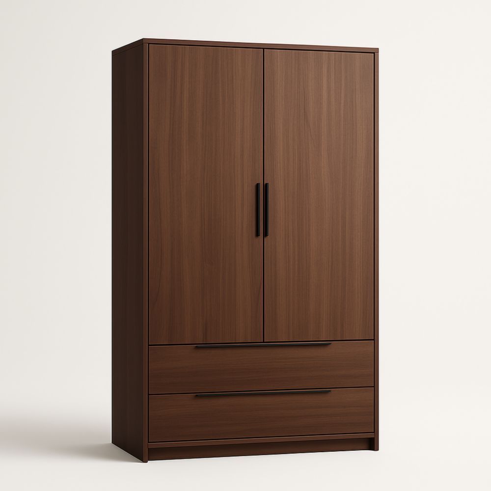 Armadio a due ante in legno con due cassetti 180x90x50 cm