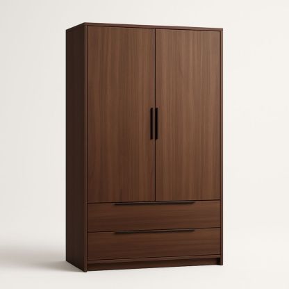 Armadio a due ante in legno con due cassetti 180x90x50 cm