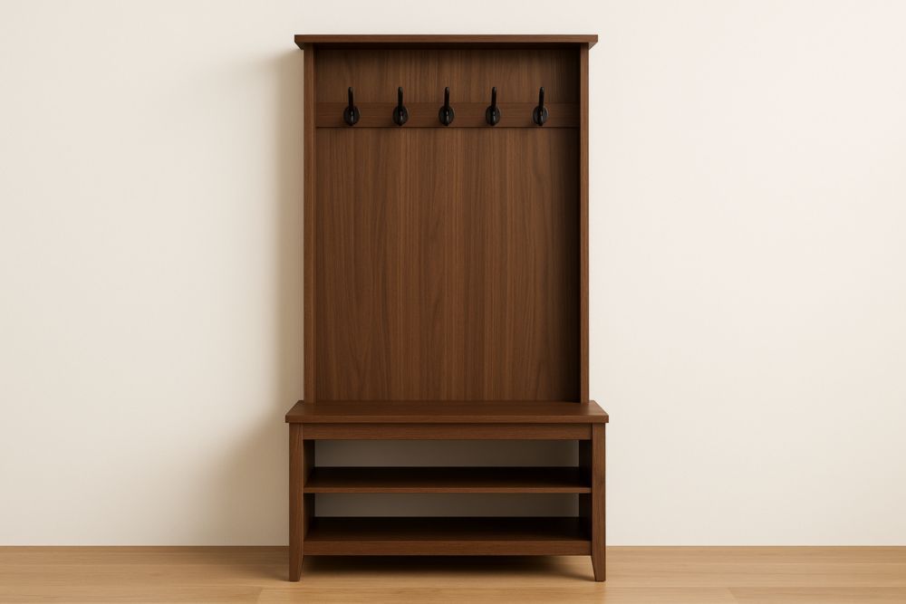 Appendiabiti in MDF con Scarpiera e 5 Ganci Marrone 180x80x40 cm