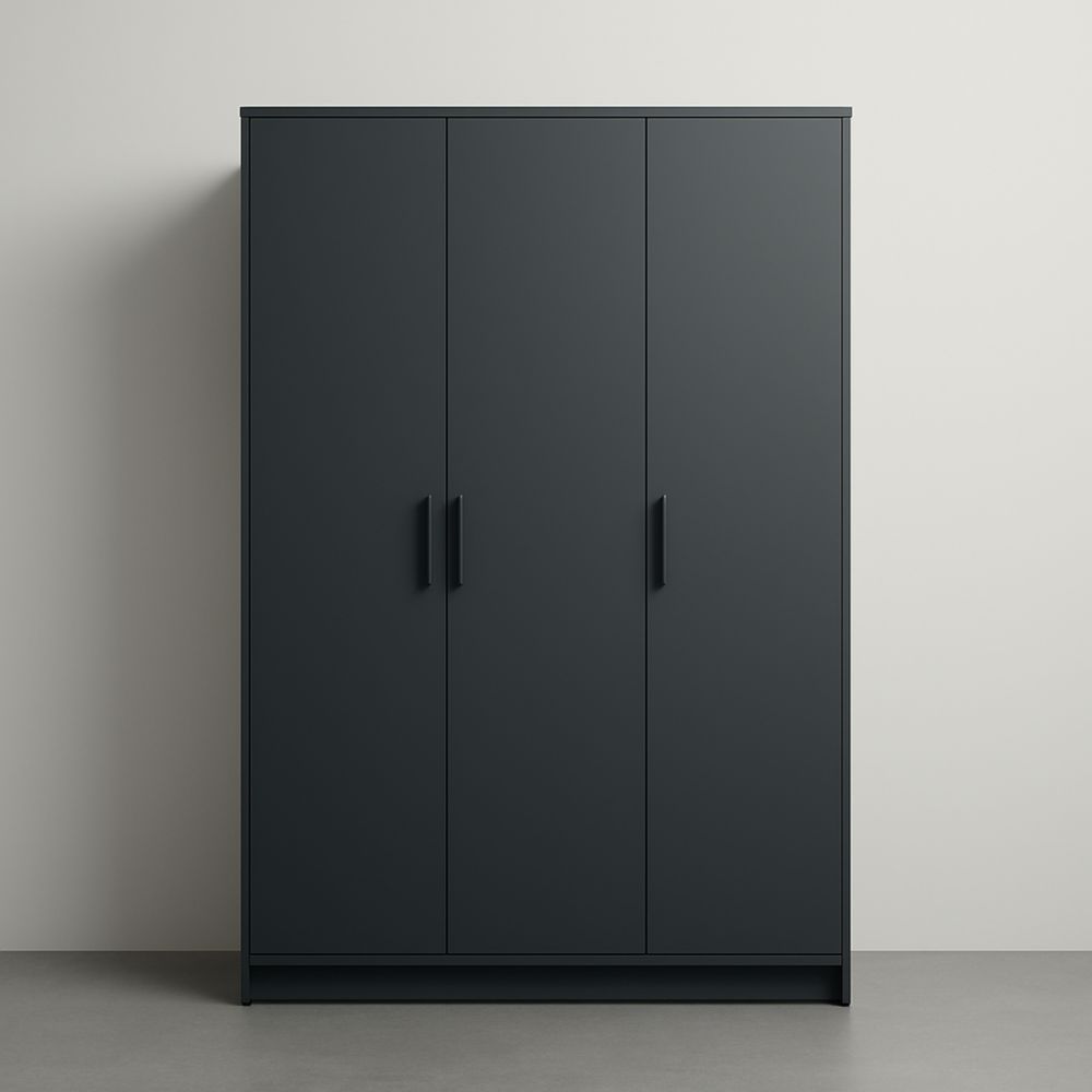 Armadio tre ante MDF Nero Opaco 180x60x200 cm