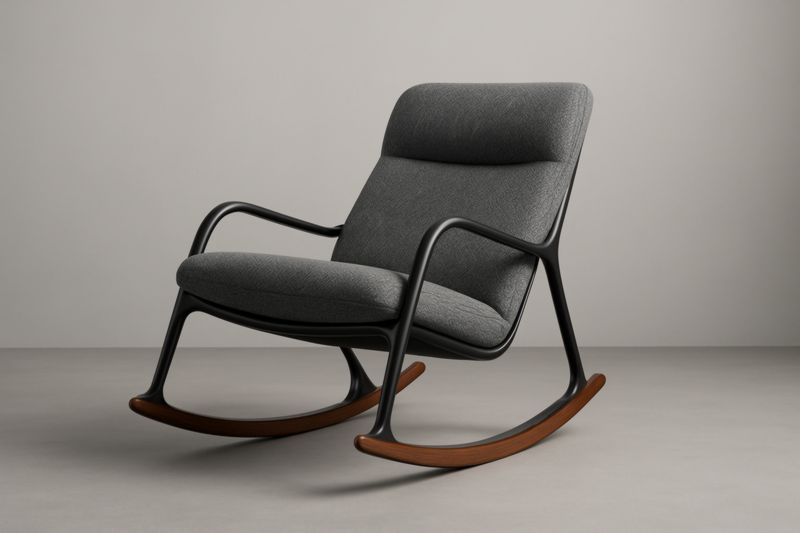 Fauteuil à Bascule en Métal et Tissu Gris 105x75x90cm