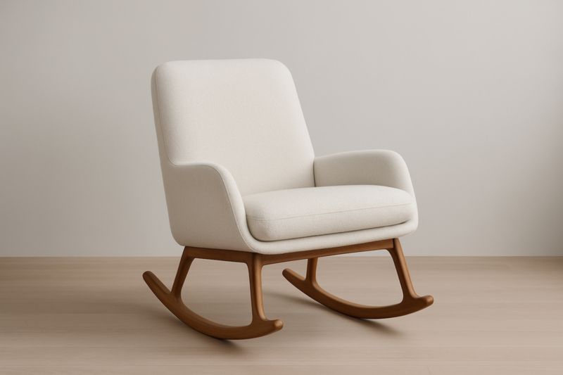 Fauteuil à bascule en bois et polyester blanc
