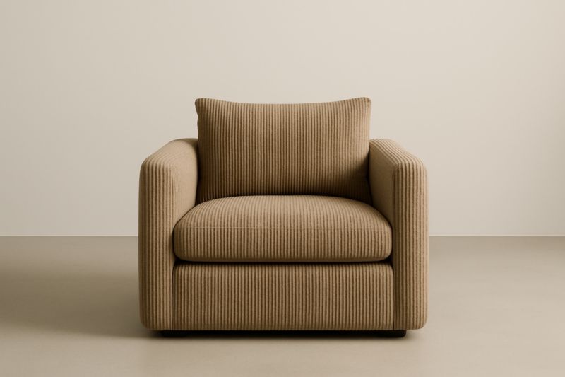 Fauteuil en velours côtelé large Beige