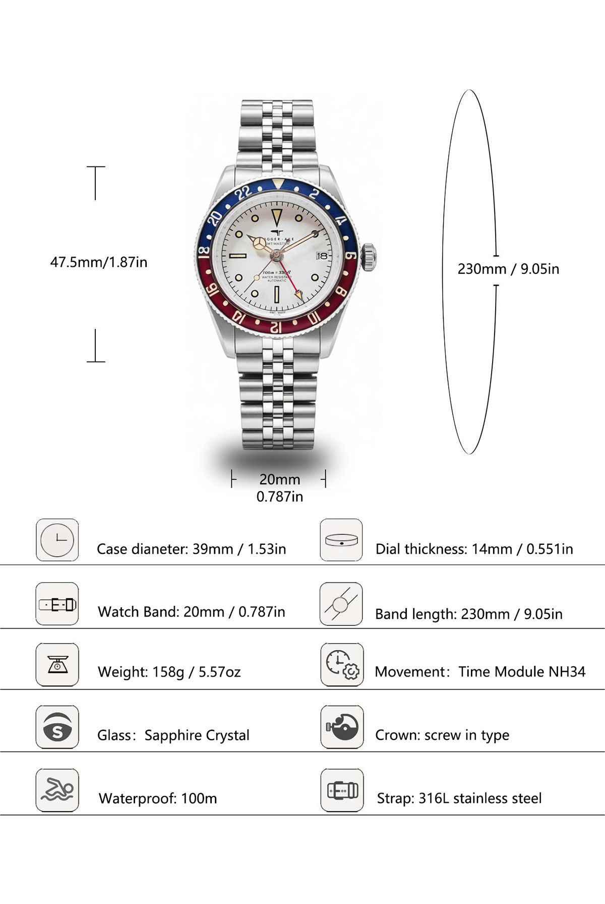 DAGGER AXE DG-B6502 English specification chart
