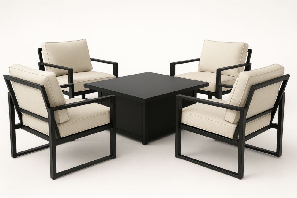 Ensemble de Salon de Jardin en Aluminium avec Coussins Beige