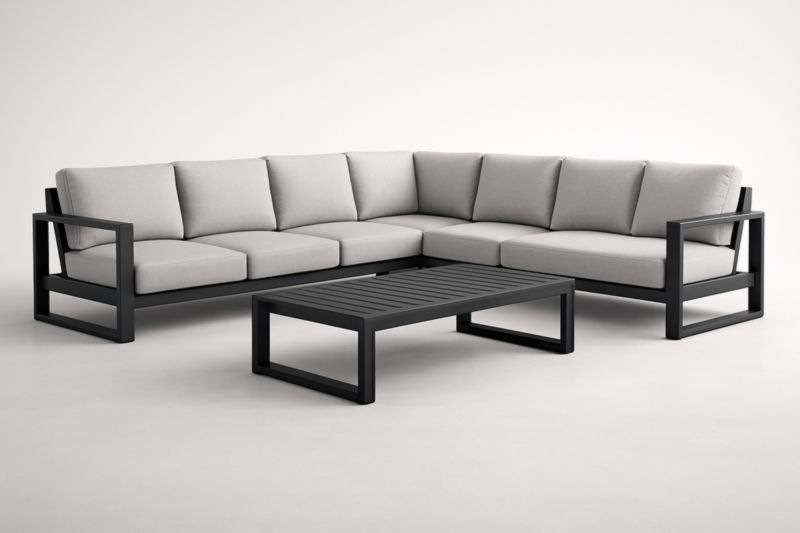 Ensemble de Salon d'Angle Aluminium Coussins Polyester Gris