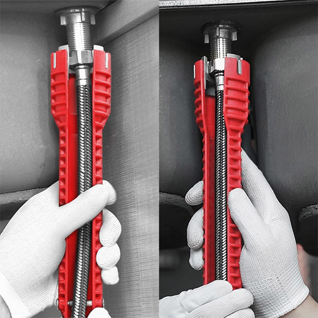 【TU9 Experten-Entwicklung】 8-in-1 Schraubenschlüssel 🛠️: 3 Minuten Schnellreparatur ⏱️, professioneller Schlüssel für enge Totwinkel 📐, passend für 99% der Wasserhähne/Ventile 🚰.