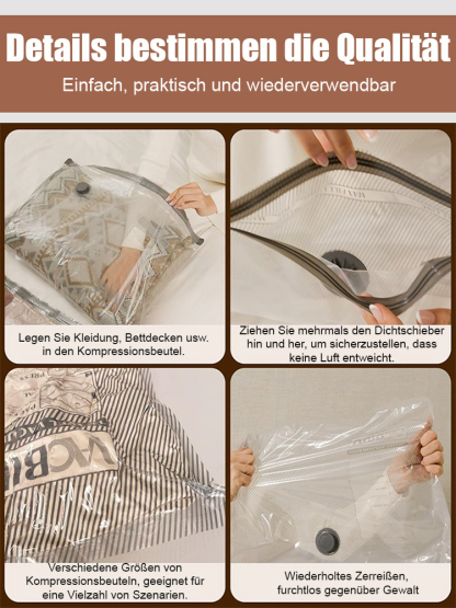 【Wasserdicht, schimmelresistent, milbensicher】USB-Elektropumpen-Vakuum-Kompressions-Aufbewahrungsbeutel