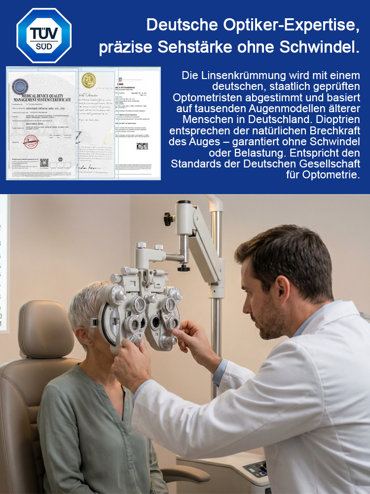 [Deutsche Handwerkskunst] ximonth Selbstfokussierende Lesebrille: Ein Meisterwerk aus der Optik-Tradition seit 1850. 0,1s Autofokus, volladaptiv von +1,0 bis +7,0 Dioptrien. 3-in-1 Design mit Blaulichtfilter & Sonnenbrillen-Modus, aus Luftfahrt-Titan – nu