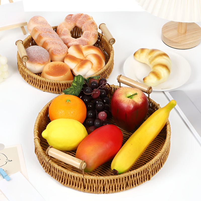 Cesta de pan de imitación de ratán