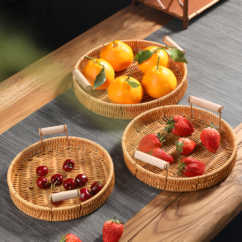 Cesta de pan de imitación de ratán